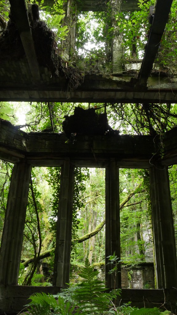 I visited abandoned castle in Scotland while exhibiting in London. It is one of the places that inspired me to create a new story on glass that mixes up memories and places into fairytale scenes that follow dream logic.